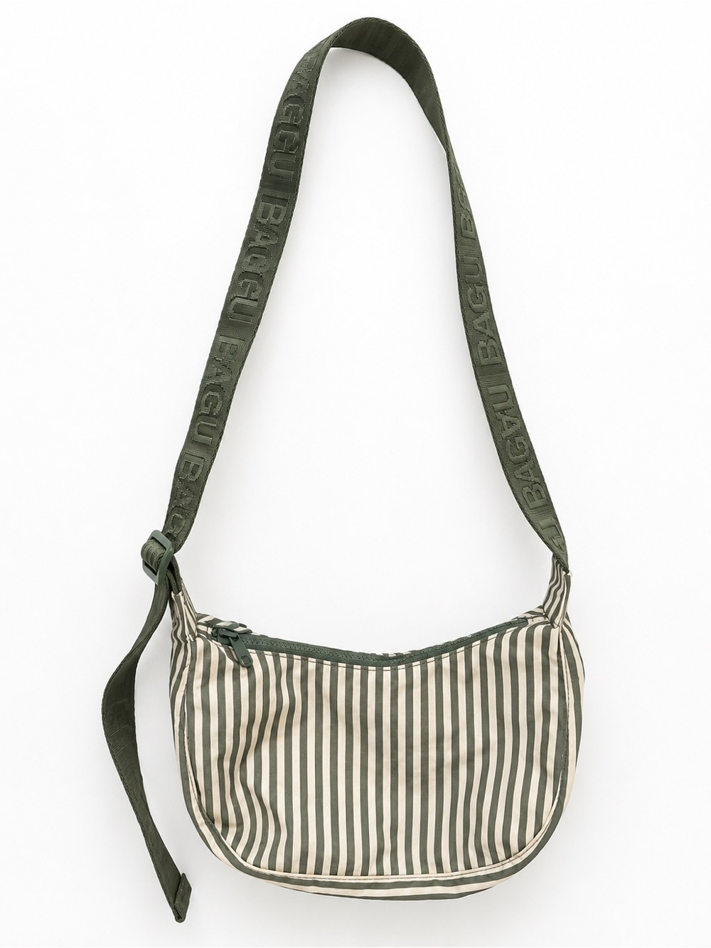 Baggu small nylon crescent bag sage stripe